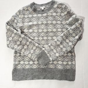 GAP Gray and Cream Wool Blend Sweater